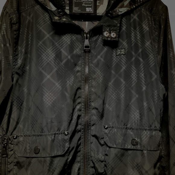 VTG 1975 JACK&JONES MEN'S BLACK HOODED BOMBER JACKET L ZIP POCKETS RIBBED‎ CUFFS - Picture 8 of 12